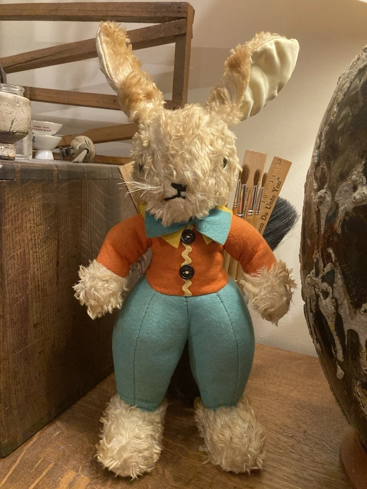 Vintage Gund Rabbit 1940-50 Old Label Fifth Ave New York Blue Bow Tie - Image 1 of 4