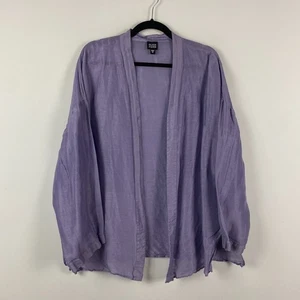 Eileen Fisher Kimono Strickjacke Lavendel Dusklila XL Leinen Seide offen transparent - Bild 1 von 10