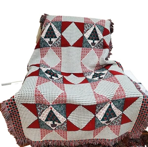 Christmas Tree/ Quilt pattern Tapestry Throw Blanket Fringe 65 x 45 XL - Picture 1 of 7