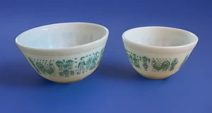 Pyrex Butter Print Amish 402 & 401 verschachtelte Rührschüsseln Türkis Vintage USA - Bild 1 von 11