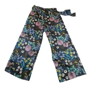 Abigail Borg für J. Crew Midnight Prairie Seide Hose weites Bein Gürtel 4  - Bild 1 von 11