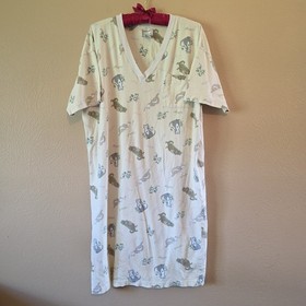 Vtg 90s Preview Collection Lingerie Cat Print Nightshirt One Size Cotton Kitschy