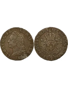 France Louis XV - Ecu Argent, à la Vieille Tête - 1772/1 T Nantes - Foto 1 di 3