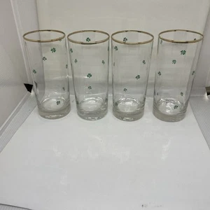 Set 6 bicchieri Highball tema trifoglio vetro bordato oro 5,5 in San Patrizio - Foto 1 di 3