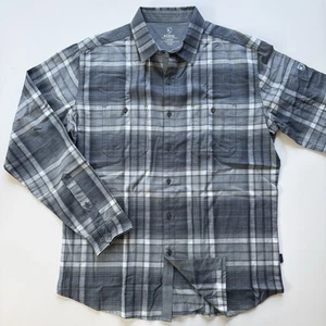 KUHL Fugitive Flannel Shirt Mens Large Steel Grey/Blue Midweight Never Worn - Picture 1 of 13
