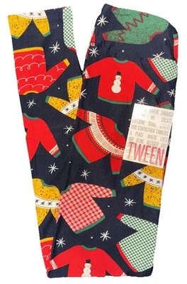 NEW LuLaRoe Tween (00-0) TW Deep Navy Red  Green Gold Sweaters DREAM Leggings - Image 1 of 4