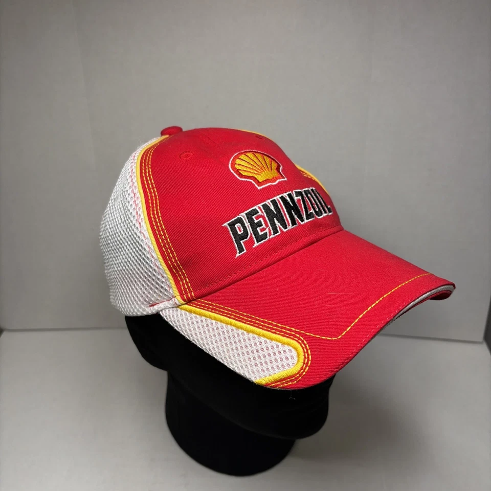 Joey Logano Victory Lane Shell Pennzoil Patrocinador Equipo Malla NASCAR Sombrero Rojo/Blanco Foto 1 de 4