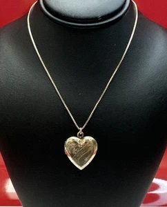 925 Sterling Silber hellgoldfarben Herz Medaillon Anhänger Halskette - Bild 1 von 7