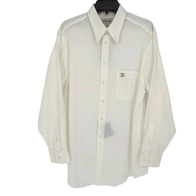 Camisa de vestir Alfani Oxford para hombre manga larga con botones blanca  Foto 1 de 4