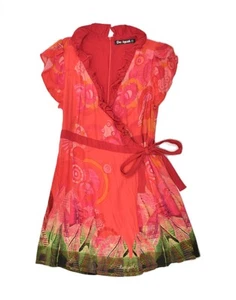 DESIGUAL Womens Wrap Dress EU 40 Medium Red Floral Viscose VA05 - Picture 1 of 3