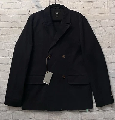 JACK SPADE Twill Double Breasted Jacket Mens Size 42 Navy Blue Coat NWT $495 - Image 1 of 4