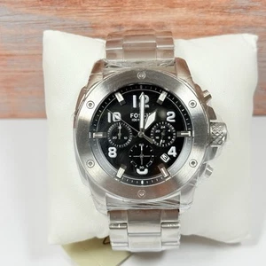 Fossil Modern Machine FS4926 Black Dial Silver Stainless Steel Men's Watch - Picture 1 of 4