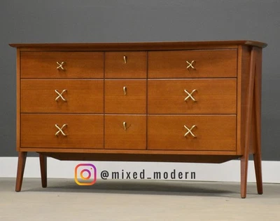 Refinished Mahogany 57” MCM Dresser - Image 1 of 4