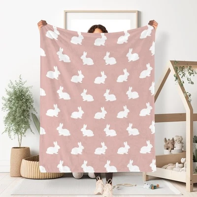 Linda manta polar de franela de conejo de 50x60 pulgadas rosa animal todas las estaciones Foto 1 de 4