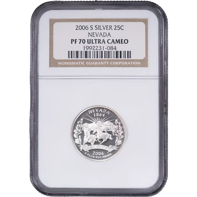 2006-S Silver Nevada State Quarter - Proof ~ NGC PF 70 ULTRA CAMEO - Image 1 of 2