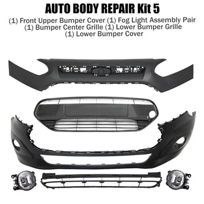 Front Bumper Cover & Fog Light Assembly Pair For 2014-2018 Ford Transit Connect - Image 1 of 4