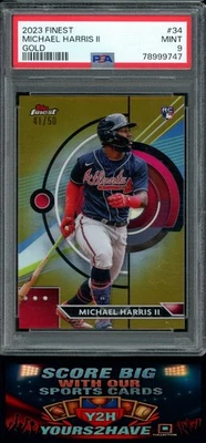 2023 Topps Finest Michael Harris II Gold Refractor #34 41/50 PSA 9 BRAVES - Image 1 of 2