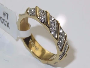 Ladies gold band ring 5mm full eternity 18kt steel cz wedding two tone new 1557 - Picture 1 of 3