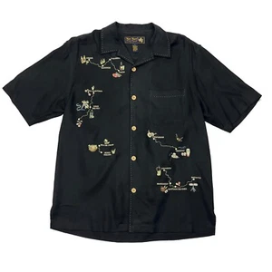 Nat Nast Luxury Original LTD ED 138 Mi Mojito Black Silk Embroidered Men Shirt S - Picture 1 of 5