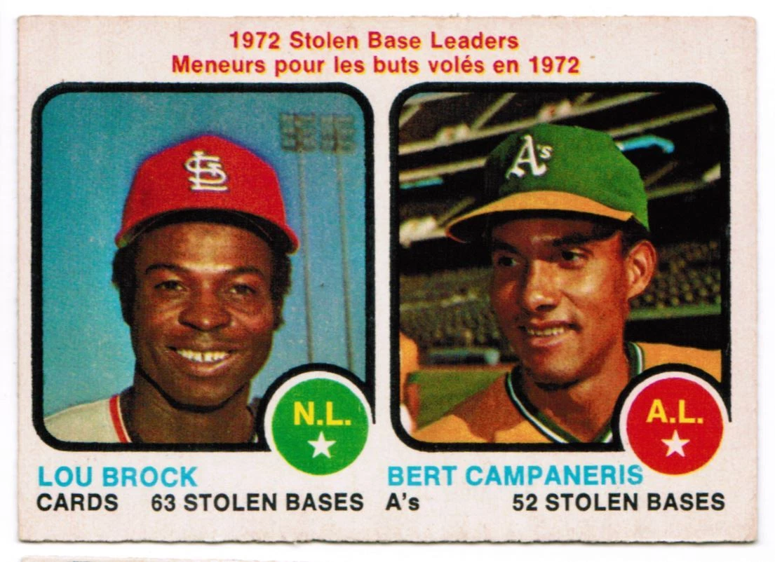 1973 O-Pee-Chee Lou Brock/Bert Campaneris Oakland Athletics #64