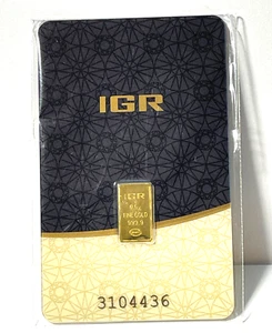 IGR 0.5g Gold Bar Bullion .9999 Fine Assay Cert Sealed #610B - Picture 1 of 5