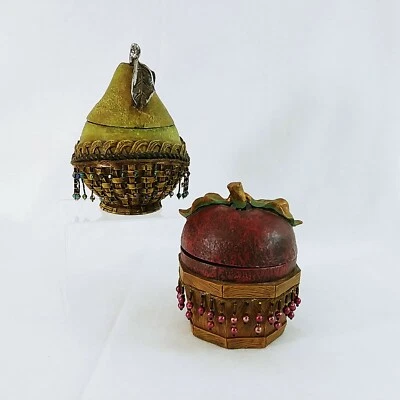 储物盒收纳盒带盖苹果梨串珠装饰树脂 — 第 1/4 张图片