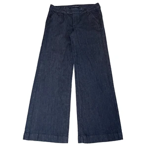 Banana Republic Wide Leg Pants Womens 6 Blue Denim Flap Pockets Stretch - Picture 1 of 9