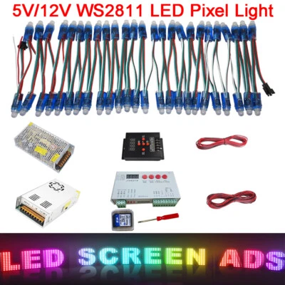 5V 12V 1000pcs 12mm WS2811 Addressable Dream Color RGB LED Pixel Light Full Kit - Image 1 of 4