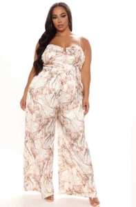 NEW Fashion Nova City  Chic Satin Jumpsuit Ivory Size 3XL - Picture 1 of 13