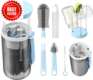 Travel Baby Bottle Brush Set with Extendable Liquid Silicone Bottle Brush,Nipple - Picture 1 of 12