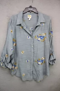 Top lungo con maniche a linguetta a rotolo fico e fiore - ricamato - taglia XL - NUOVO CON ETICHETTE - BOHO - Foto 1 di 12