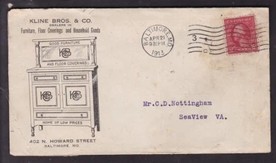 KLINE BROS. & CO. - 1913, FURNITURE, FLOOR & HOUSEHOLD GOODS, BALTIMORE, MD. - Image 1 of 2