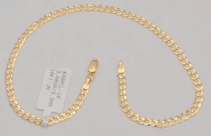 Gold chain 10k solid yellow cuban curb link anklet bracelet 10 in 3.3 mm 3.0 gr - Picture 1 of 5