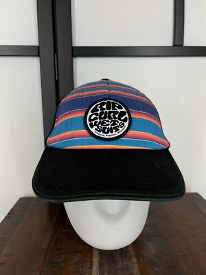 Rip Curl Trajes Húmedos Sombrero Gorra Snap Back Adulto Negro Azul Rayas Patín Surf Camionero Foto 1 de 4