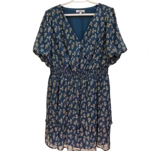 Mimi Chica Floral Print Dress Smocked Waist Tiered Mini Dress 3X - Picture 1 of 8