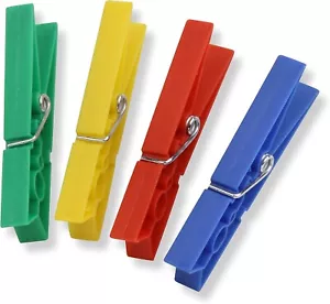 50 Pack Laundry Clothes Pins Plastic Multi Colored Pins Hanging Clothespins - Picture 1 of 13