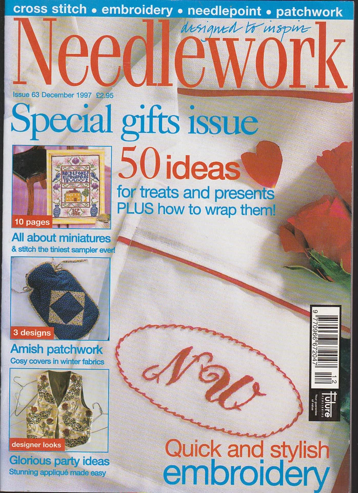 Needlework Magazine December 1997 Needlework Embroidery Amish Patchwork 50 ideas - Image 1 of 4