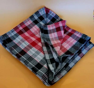 Plaid Red Green & White 48"x48" Square Cotton Reversible - Picture 1 of 2