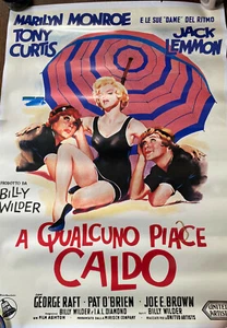 SOME LIKE IT HOT! '60'S MONROE, CURTIS ITALIAN LOCANDINA REPRODUCTION POSTER - Picture 1 of 1