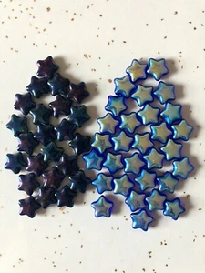 Two Styles Of 57 Individual Loose Czech Pressed Blue Glass 12mm Star Beads - Picture 1 of 12