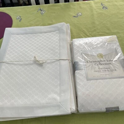 Christopher Lowell "Geo Classic" 60"x118" mantel y 16 manteles individuales platino Foto 1 de 4