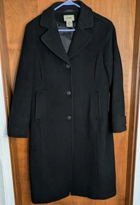 LL 豌豆大衣女式 8 小号黑色羊羔羊毛 3/4 长度 Thinsulate  — 第 1/4 张图片