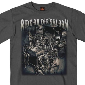 Camiseta Hot Leathers GMS1126 para hombre 'Ride or Die Saloon' carbón - Imagen 1 de 9