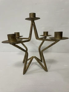 VTG Star Shaped 5 Arm Candelabra Gold Tone Metal - Picture 1 of 4