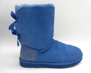 SIZE 9 UGG 1007526 Classic Bailey Bow Exotic Scale- Marine Blue Women's Boots - Picture 1 of 9