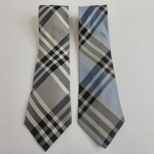 LOT of 2 Mens 100% Silk Tie X-long Calvin Klein Black/Gray and Blue/Gray Stripe - Picture 1 of 4