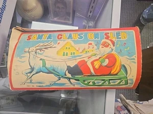 1940 Wind Up Celluloid Santa Claus on Sled 8.5” Occupied Japan Vintage Christmas - Picture 1 of 5