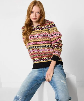 Joe Browns Womens Fairisle Design Jacquard Hooded Jumper Multicoloured - Image 1 of 4