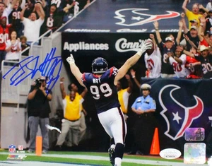 JJ Watt Autographed Houston Texans 8x10 Back View Horizontal Photo- JSA W *Blue - Picture 1 of 7