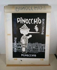 ORIGINAL ART ARTWORK Vtg. 1958 Colorforms Pinocchio Box Concept Art Disney - Picture 1 of 24